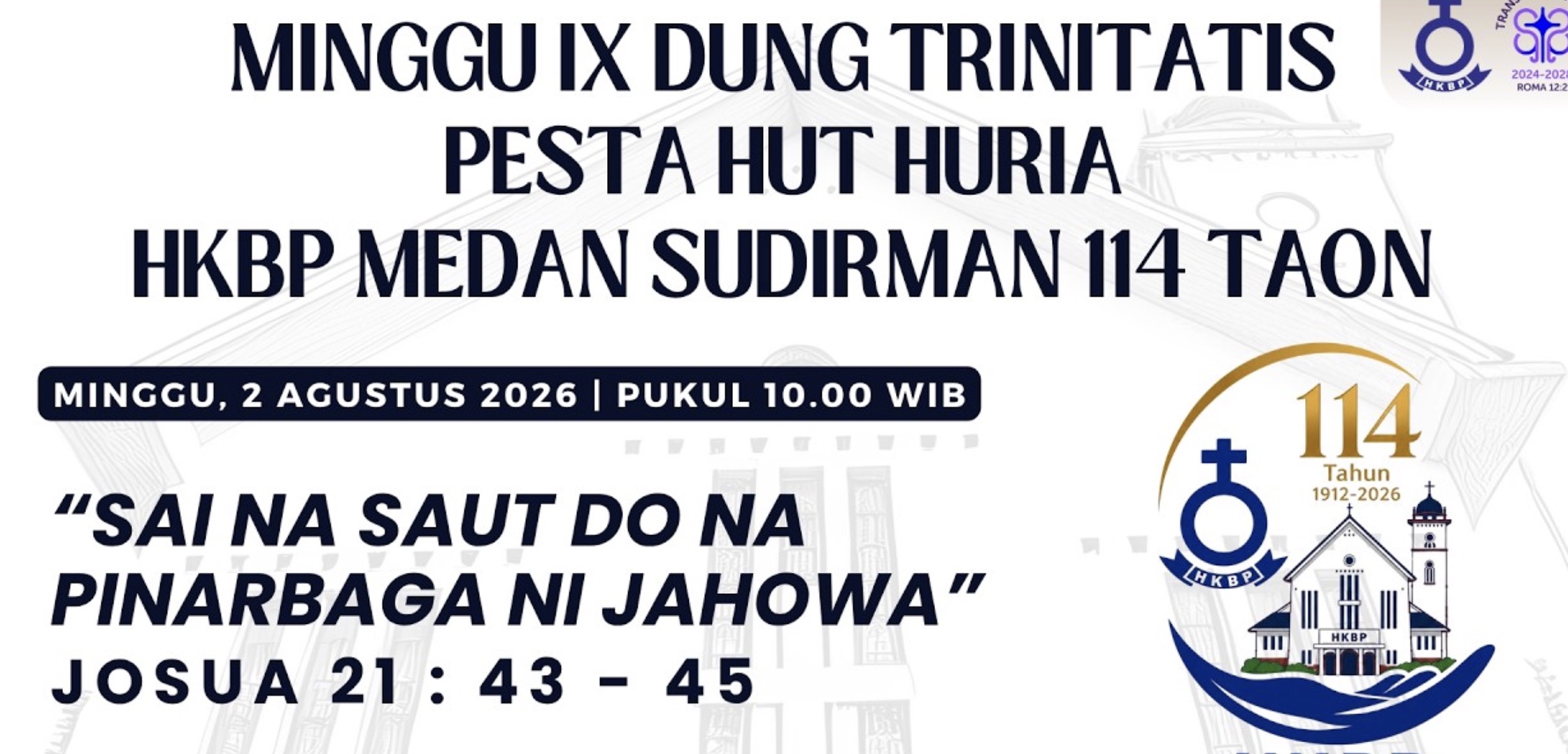 Parmingguon Minggu IX Dung Trinitatis HKBP Medan Sudirman | Minggu, 2 Agustus 2026 Pukul 10.00 WIB