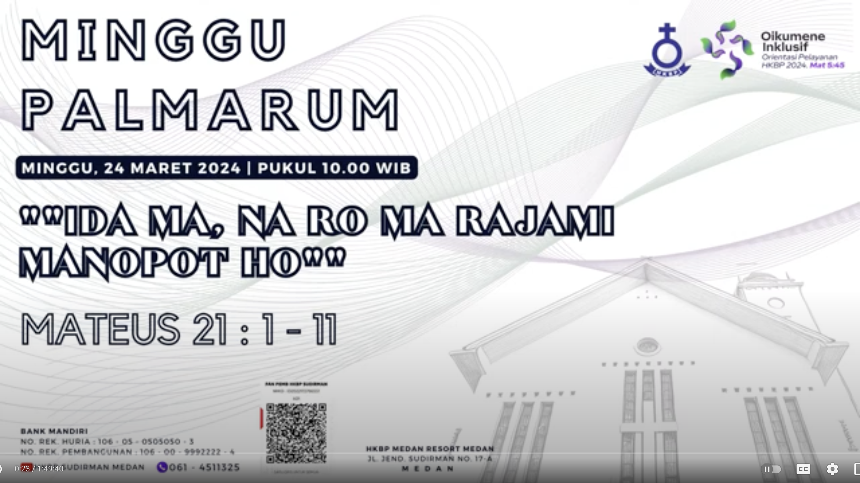 Parmingguon Minggu Palmarum HKBP Medan Sudirman | Minggu, 24 Maret 2024 Pukul 10.00 WIB